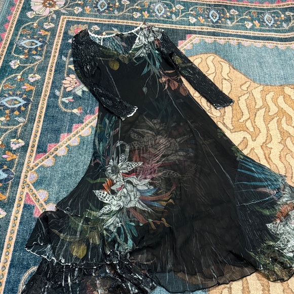 Komarov Black Floral Long Sleeve Dress - Picture 6 of 7